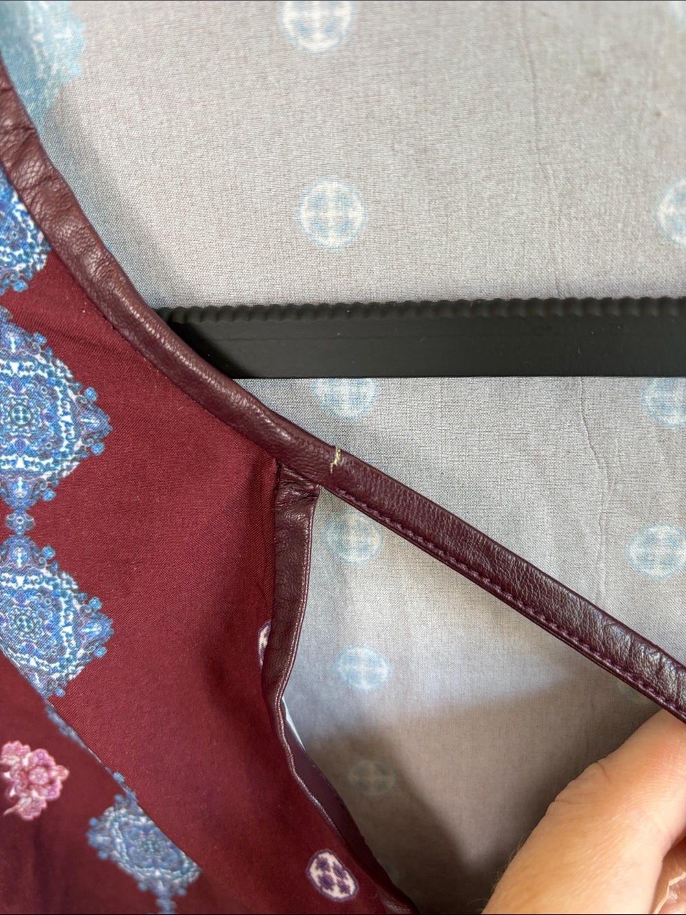 Bundle 2/$30! Clover Canyon Burgundy and Black Boho Midi Dress with Blue Accents - Picture 7 of 9